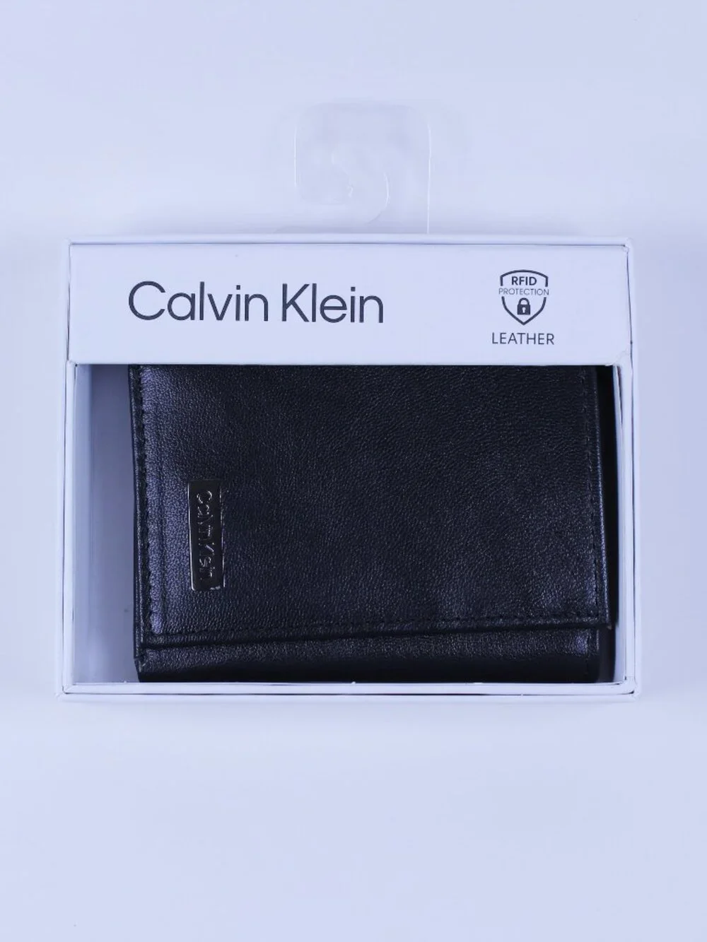 Calvin Klein Trifold Leather Wallet with RFID Protection - New in Box